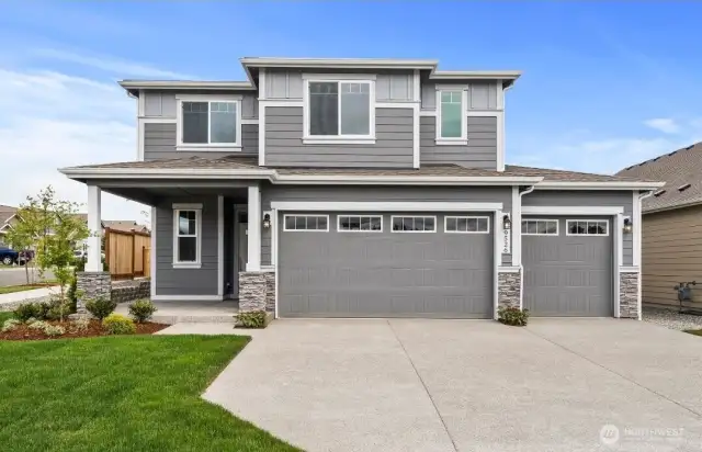 Under construction on lot 257, the Poplar offers a spacious 5 bed, 2.5 bath, 2692 sq ft home. Estimated completion is 8/20/25. Photo from similar plan on different lot for reference only, features may vary