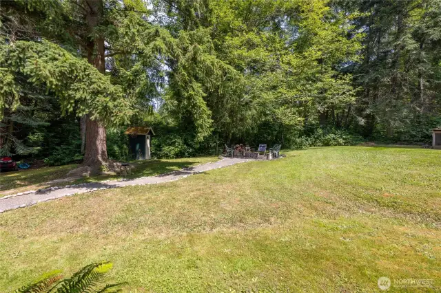 With a path leading to a fire circle.