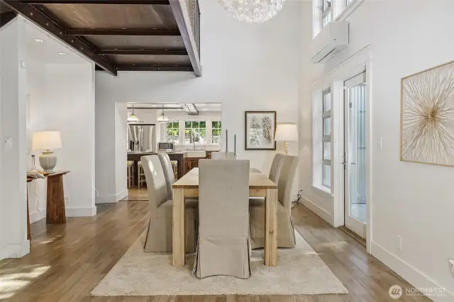 Dining flows into kitchen