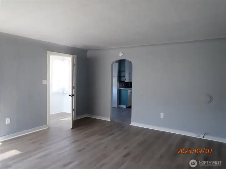 Front Living room to kitchen and front door