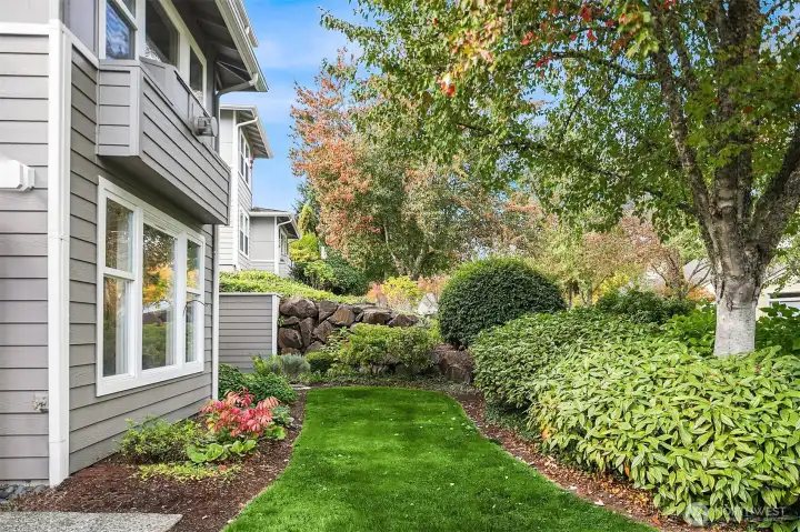 Lawn area outside your front windows maintained by the HOA.