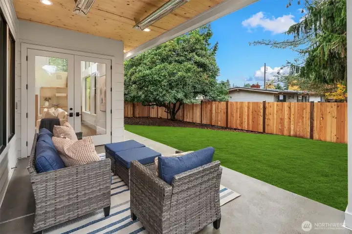 Secluded outdoor covered living area