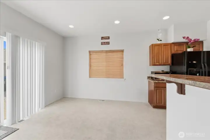 Actual space for dining room table and chairs.