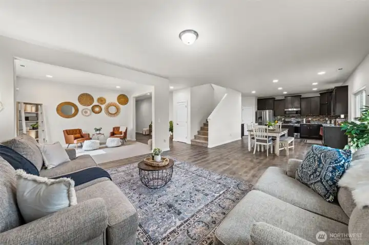 Living space easily flows into the kitchen. Great for Entertaining!