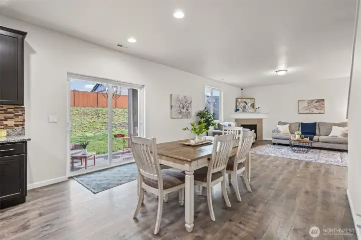 Backyard right off of kitchen/dining area