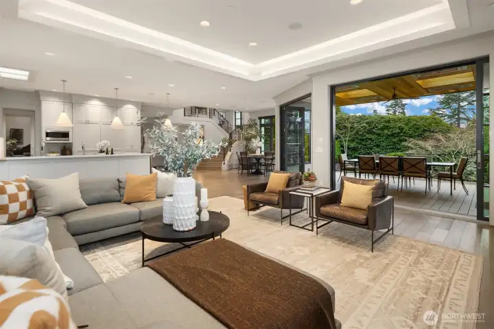 Open the folding NanaWall doors for seamless indoor-outdoor living.