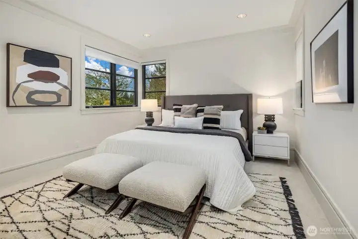 Three more upstairs bedroom suites feel fresh and bright with new carpet and paint.