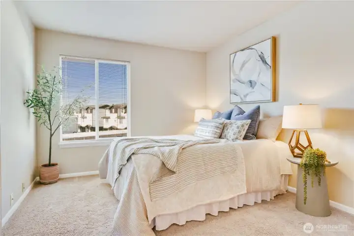 Generous primary suite has a private 3/4 bathroom!