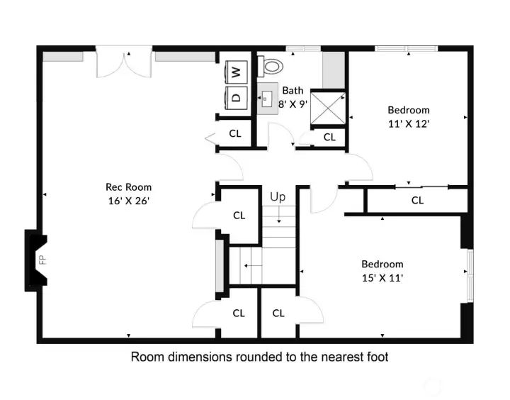 Lower level layout with finished basement