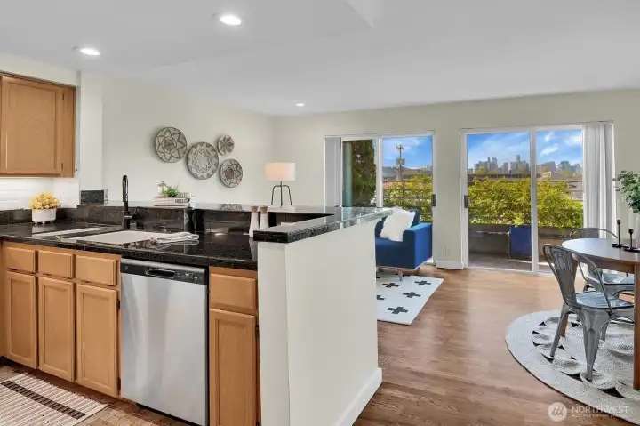 Enjoy the views from kitchen, living and dining area.