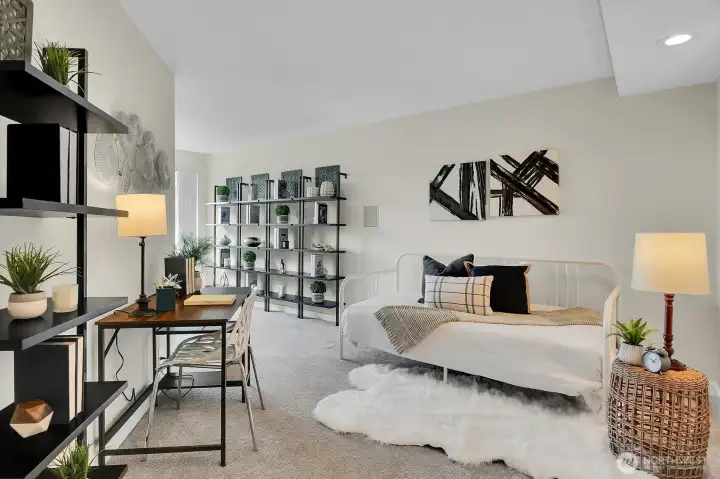 Additional closet makes this space versatile for bedroom, office, media room, or work out/hobbies.