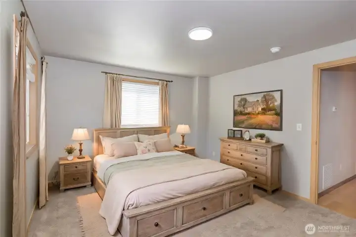 Primary bedroom virtually staged