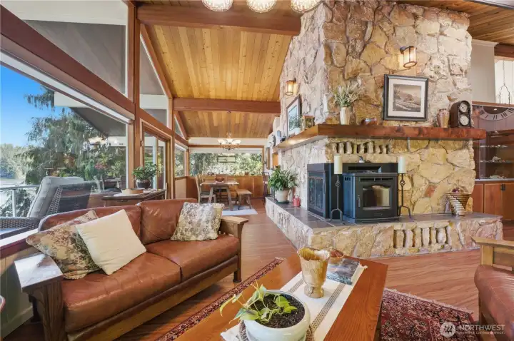 Living room with fireplace and custom mantel