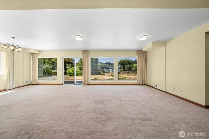 Lower level living and dining area.