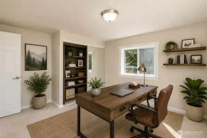 Virtually staged, visions of a home office that is minimalistic - a focus space