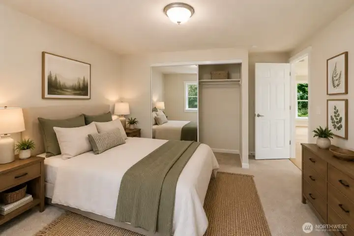 Virtually staged, visions of a PNW guest bedroom escape.