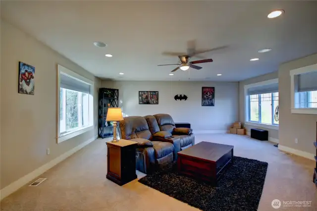 Huge family/rec/media/game room.