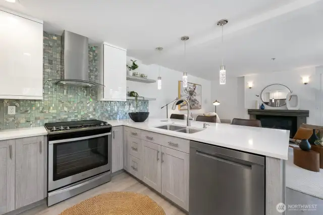 Good amount of storage in this kitchen and lots of countertop space as well.
