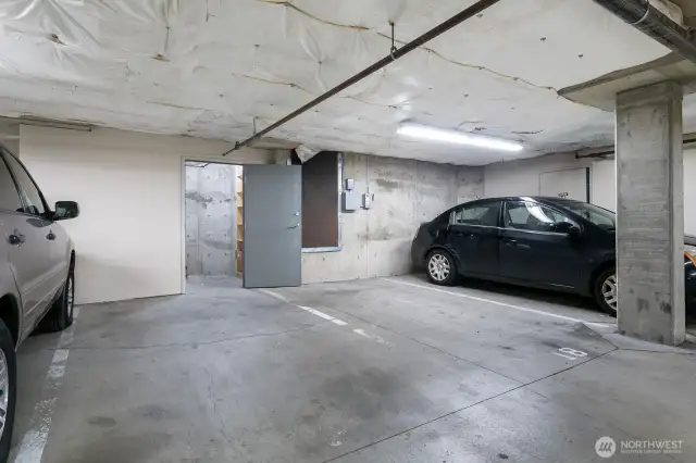 The building is well managed and secure. In addition, your unit comes with 2 parking spaces, pretty rare these days, and a storage unit as well.