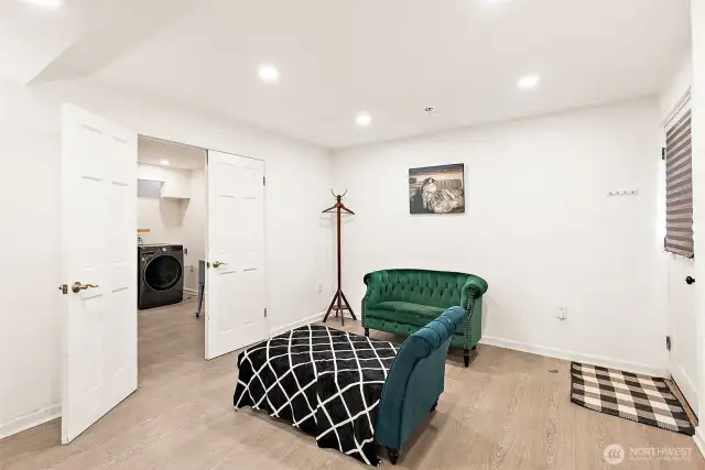 downstairs living space with exterior door