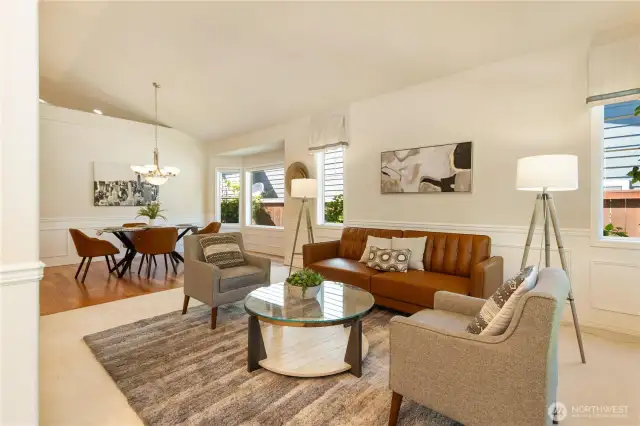 Open living room and formal dining space
