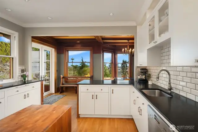 Fully remodeled kitchen is the hub of the home, flooded with natural light, view breakfast nook and easy indoor/outdoor flow.