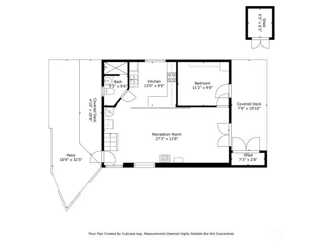 Detached ADU main level floorplan