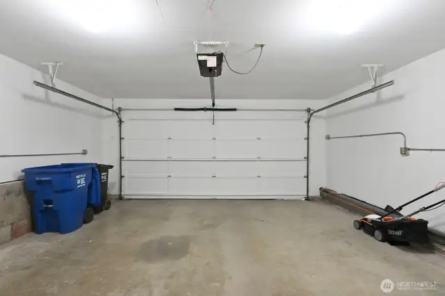 Spacious garage and the mower stays!