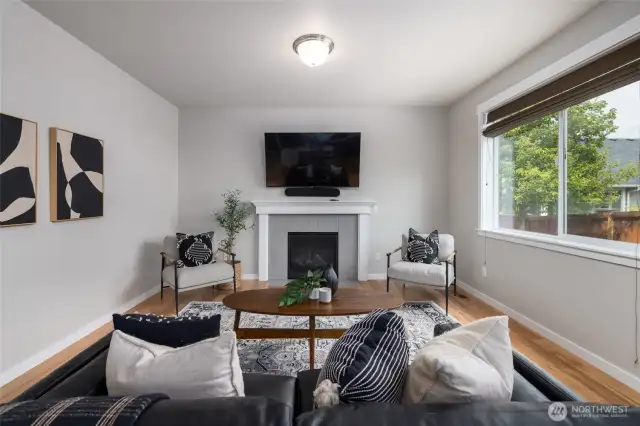Living area with gas fireplace
