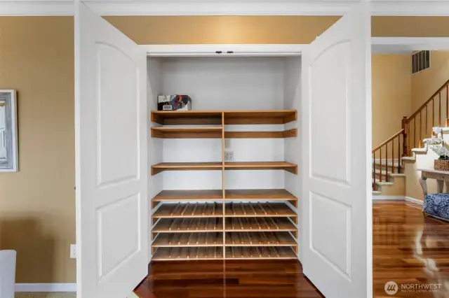 large storage with built-in wine rack in the living room