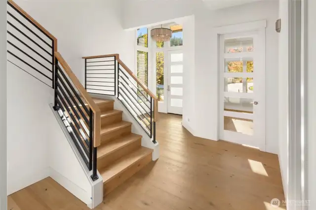 Custom open rail and hardwood treads