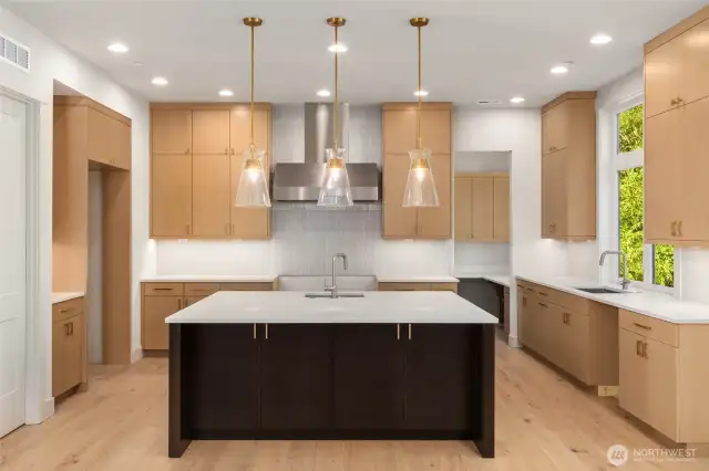 Home nearing completion, to include 48" duel fuel Wolf double oven with 6 burner stove and griddle, 42" Side by side Sub Zero Fridge/Freezer, 24" Wolf drawer microwave, and Cove dishwasher