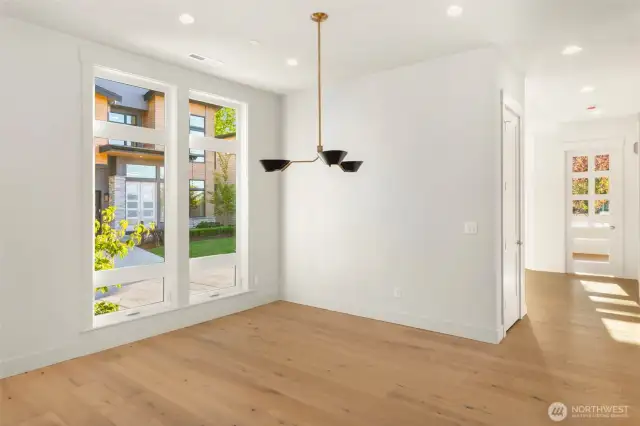 Dedicated dining space off living space