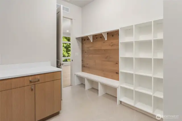 Sprawling mudroom off the garage and kitchen