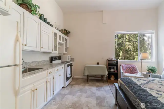 Shop Studio Apartment with Full Kitchen and Closet.