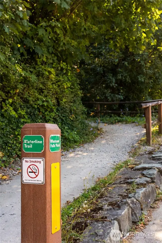 Trailhead to Whatcom Falls Park across the street.