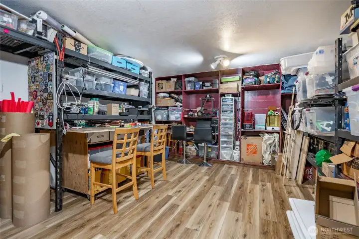 Hobby/craft room in basement.
