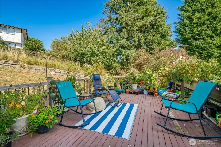 Back deck off kitchen/great room on main level.