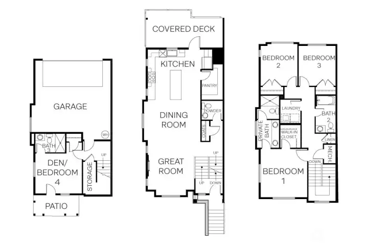 Actual residence 3 floorplan.  4 bedrooms 3.5 baths plus 2 car garage!