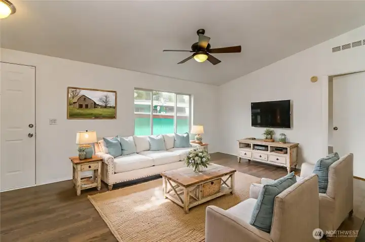 Virtually staged living room -