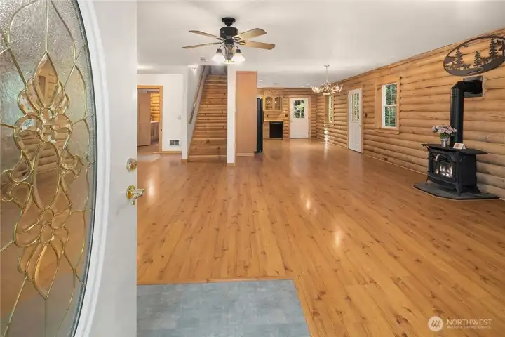 Open, inviting and spacious living room, dining and kitchen area of home