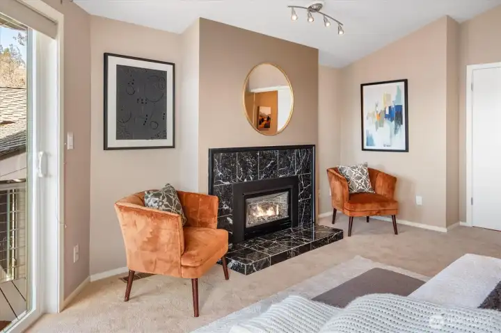 With a gas fireplace for those chilly nights.