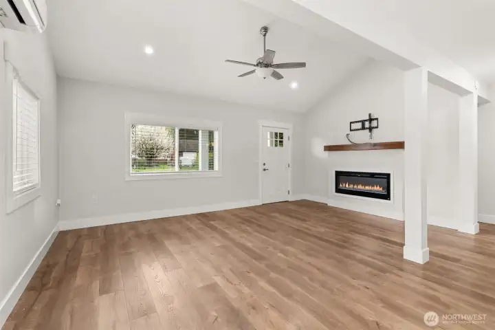 Living room with electric fireplace