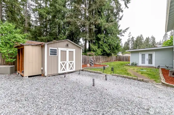 The wood shed is approximately 12x12 feet and has power to it. There is a place on the outside, to store firewood. The wood shed is approximately 12x12 feet and has power to it. There is a place on the outside, to store firewood.