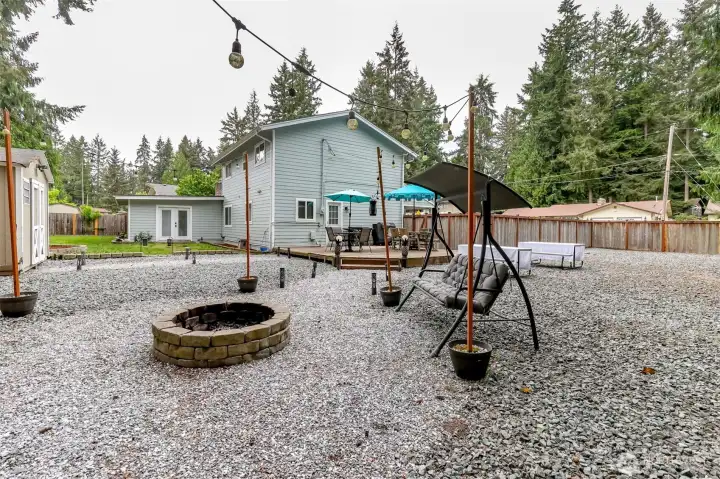 The owner added the firepit and the wood pile will convey. The owner added the firepit and the wood pile will convey.