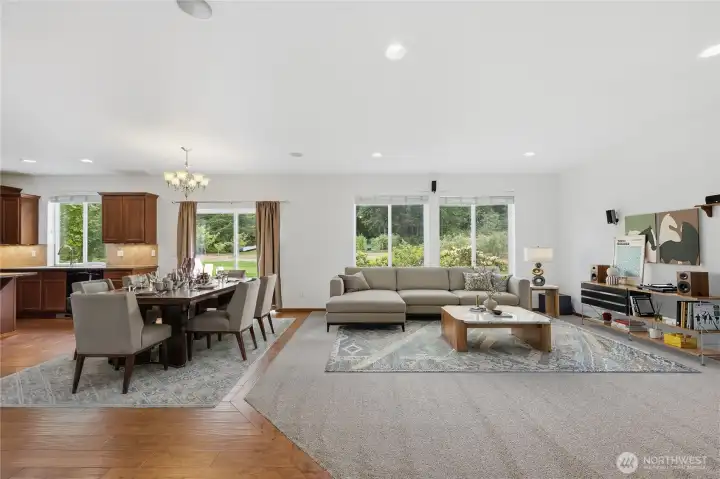 Virtually Staged living and dining area.
