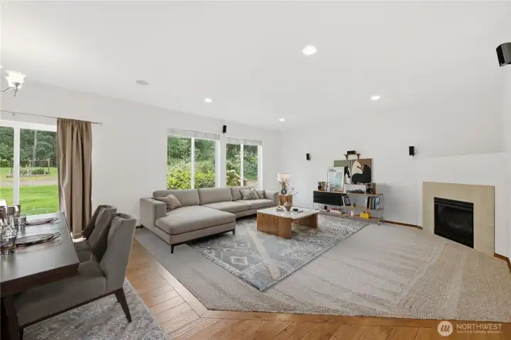 Virtually Staged living & dining area.