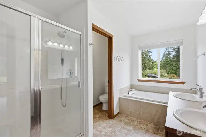 Walk in shower.