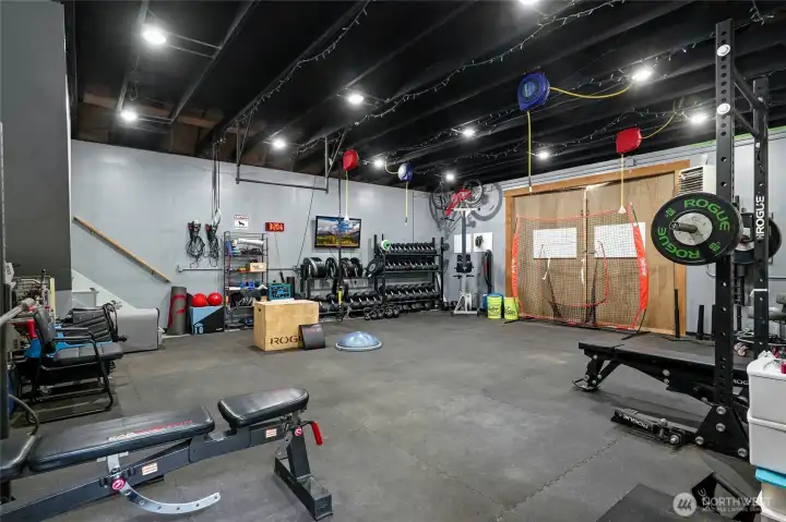 Detached shop makes a great gym. Attic storage above. Detached shop makes a great gym. Attic storage above.