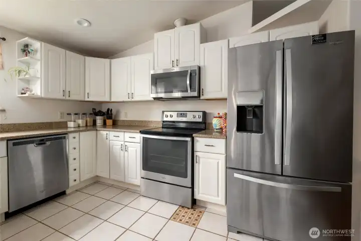 Stainless steel appliances. Stainless steel appliances.